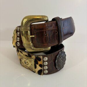 Vintage Avignon Mixed Media Patchwork Belt Womens Medium